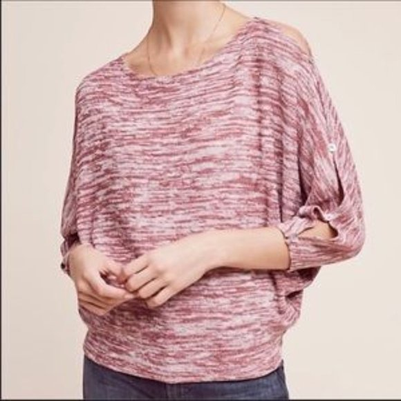 Anthropologie Postmark Malu Cold‎ Shoulder Knit Stripe Sweater Top - Picture 1 of 5